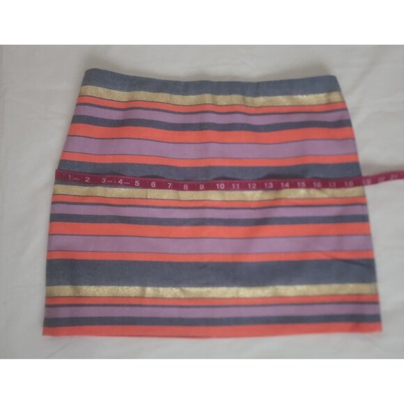 J. Crew Women's Gold/Purple/Blue Stripe Mini Skirt Size 6 - Picture 7 of 8